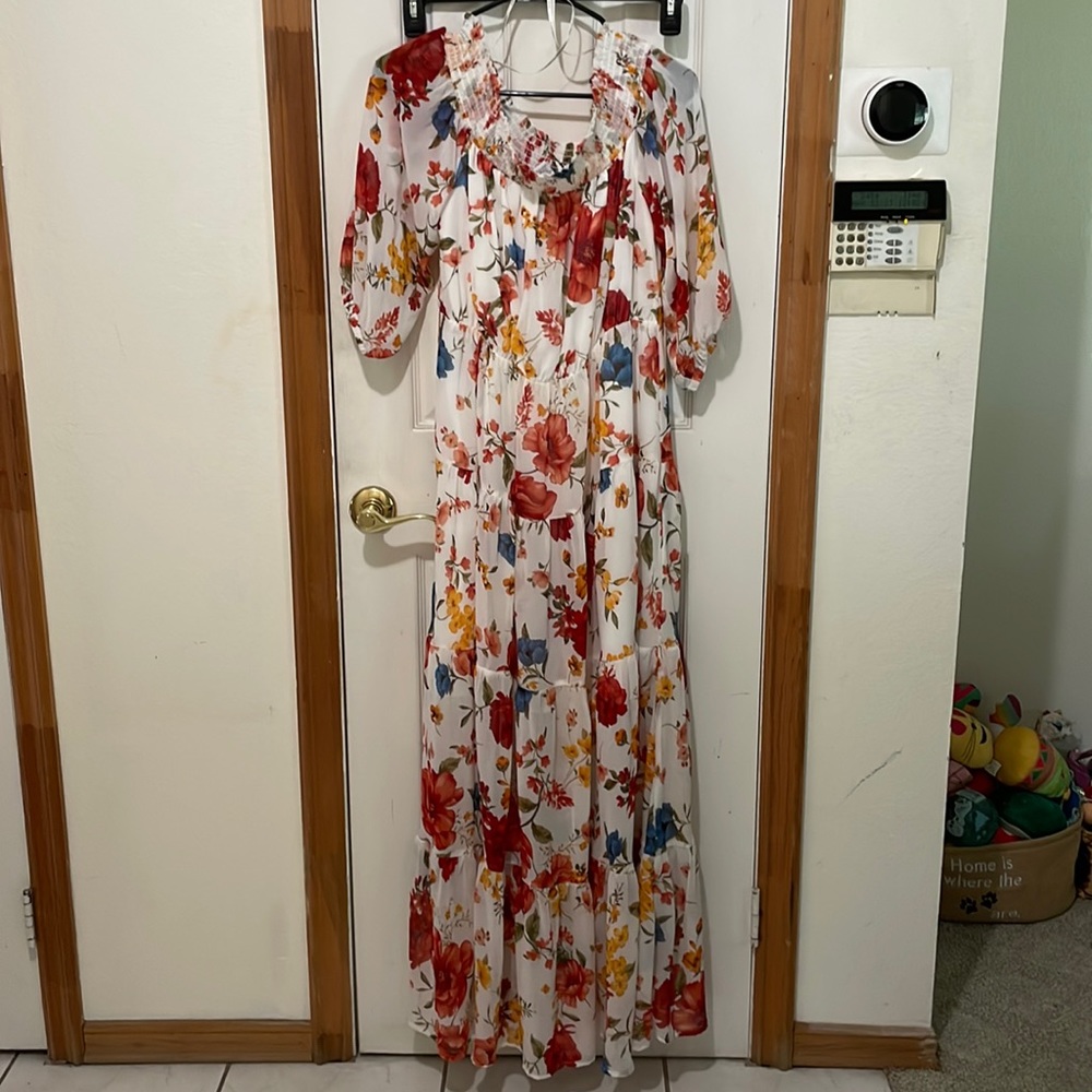 Of shoulder maxi dress
